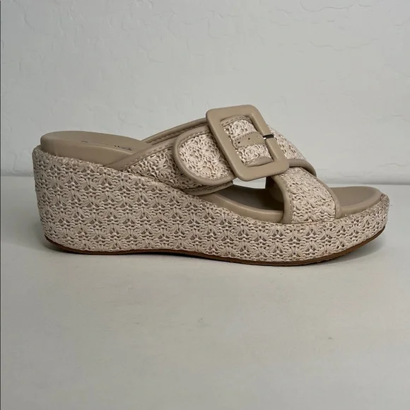 Seychelles Calli buckle crisscross woven cream platform sandals size 9.5 - Picture 3 of 13